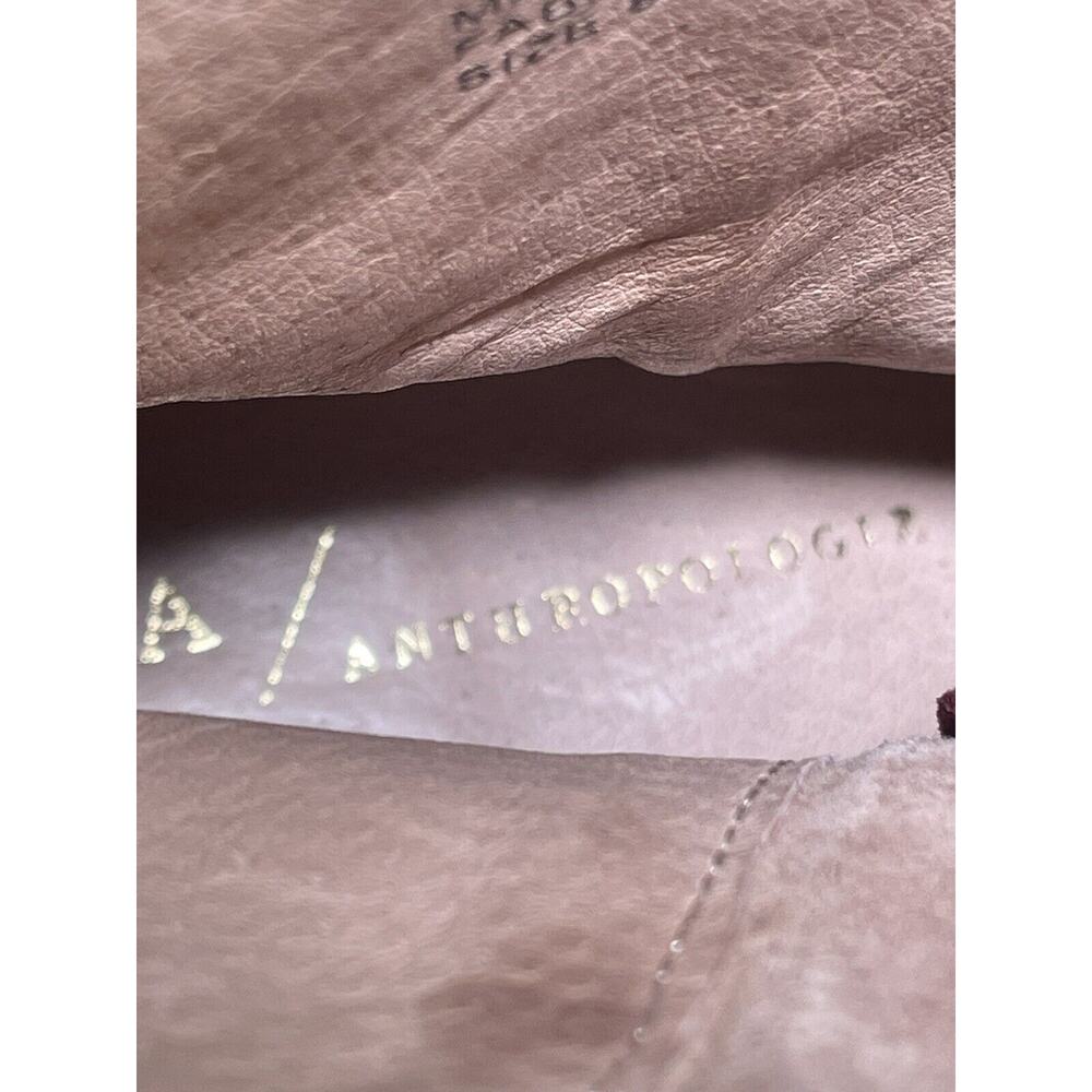 Anthropologie Women Burgundy Suede Ankle Boots Size 8 - Picture 5 of 5